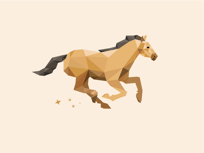 Illustration d'un cheval en low poly 