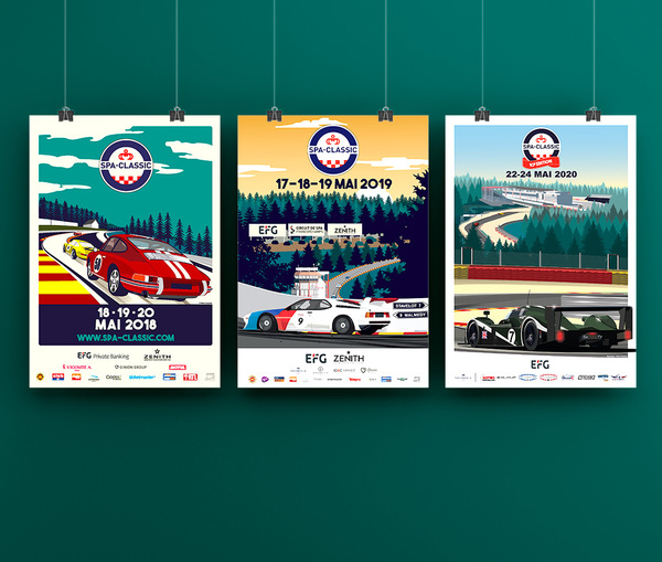 Affiches illustres pour championnat automobile