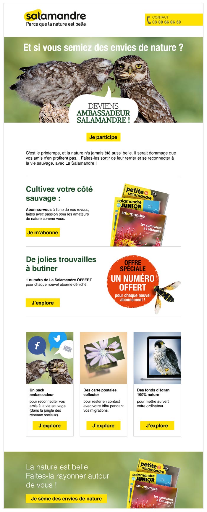 Emailing parrainage pour revue sur la nature