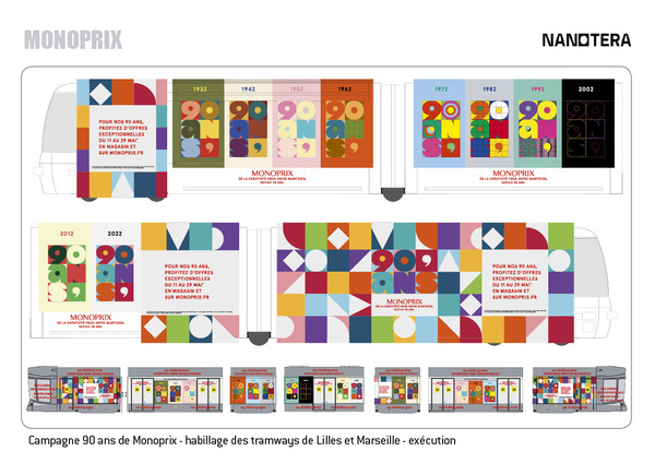 90 ANS MONOPRIX - COVERING TRAMWAYS DE  LILLES ET MARSEILLE