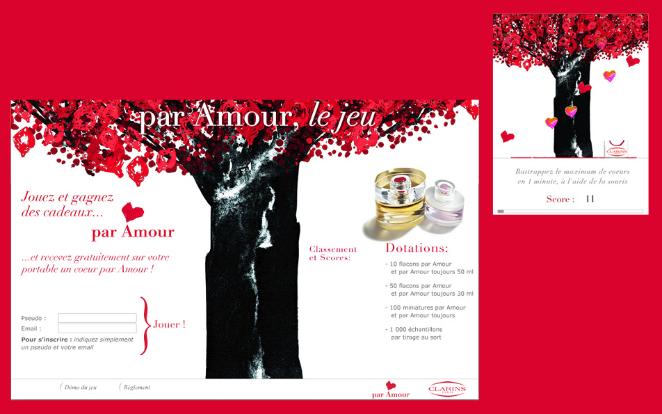 Visual design Clarins Par Amour le jeu