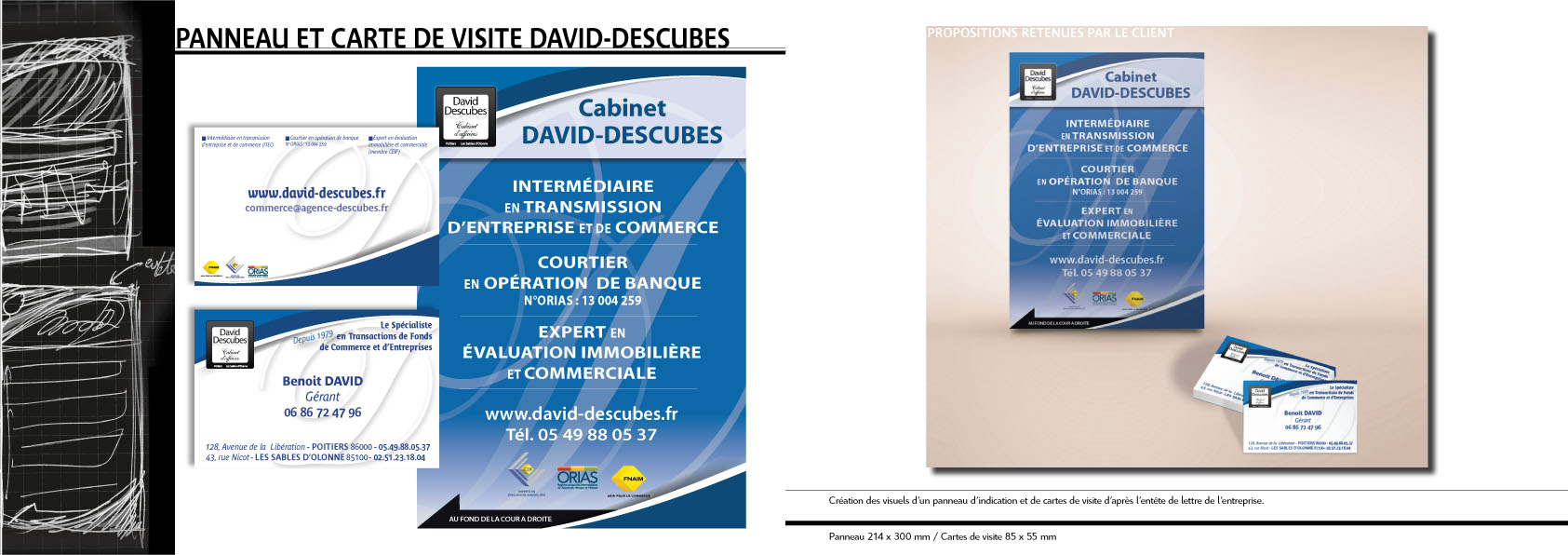 Panneau et cartes de visite Descubes