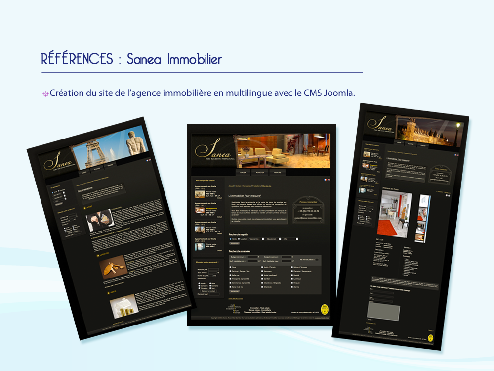Creation site multilingue Sanea Immobilier - CMS Joomla